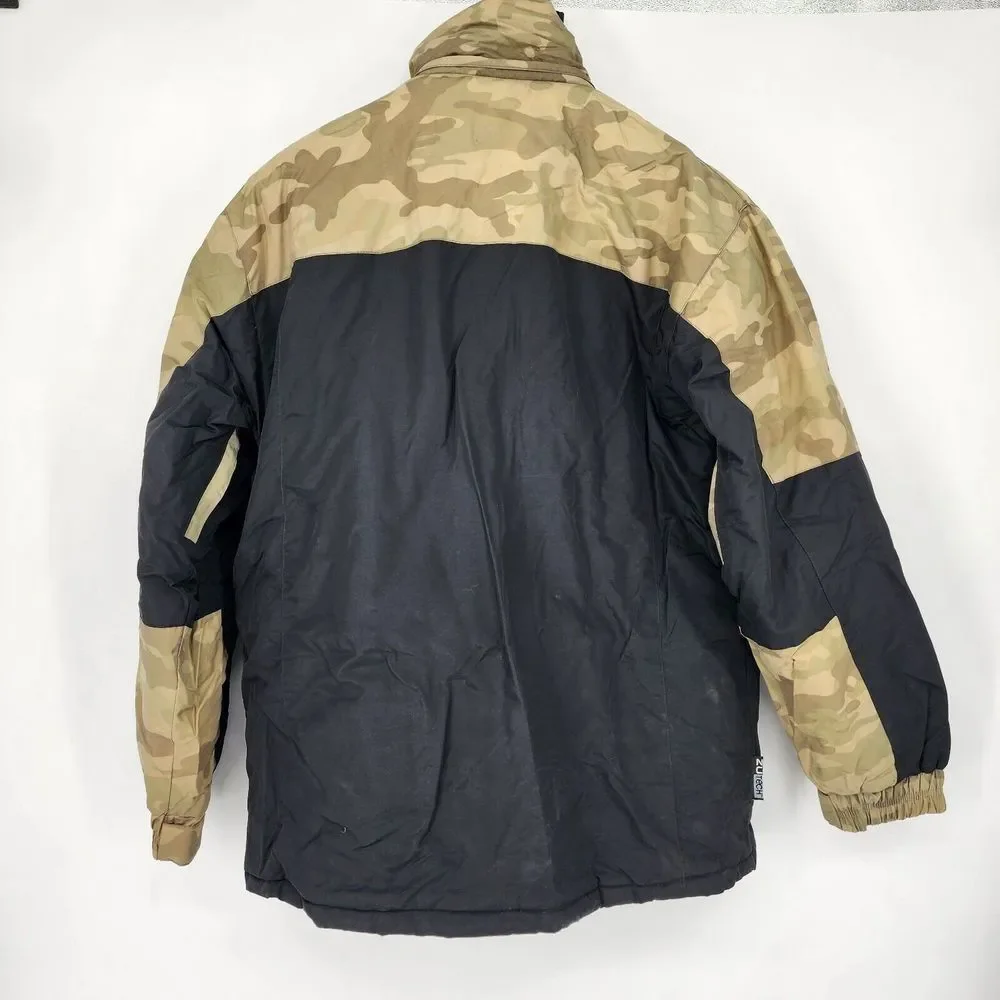 Snozu Youth Ski Jacket‎ Black and Camo Zip Up Pockets Insulated Boys Large 14/16